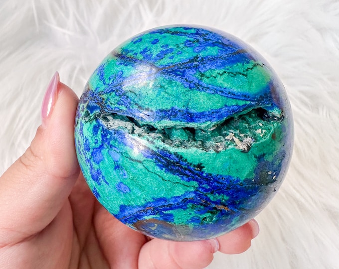Rare Azurite with Malachite Sphere