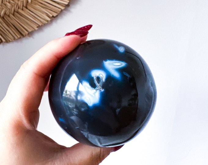 Orca Agate natural crystal sphere| unique crystal home decor| Tranquility home style | Earthy decor | Oceanic decor | unique gift idea