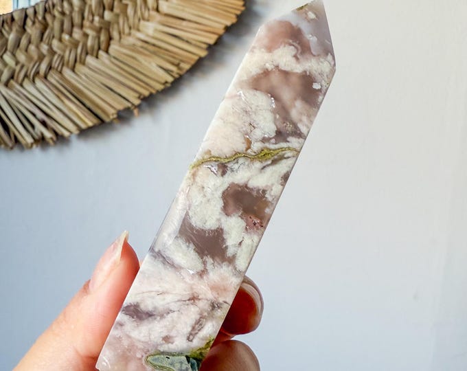 Flower agate geode Crystal tower (LY)  | High-quality flower agate crystal tower healing crystal home decor
