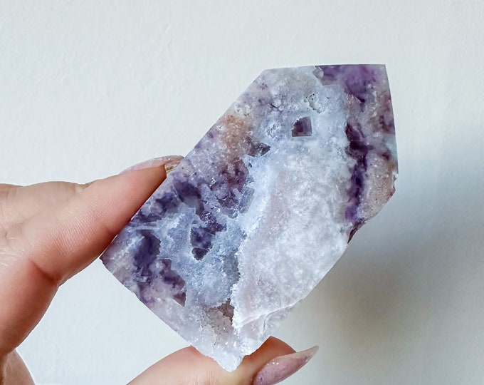 Matrix fluorite with quartz and calcite | rare fluorite crystal tower healing crystal