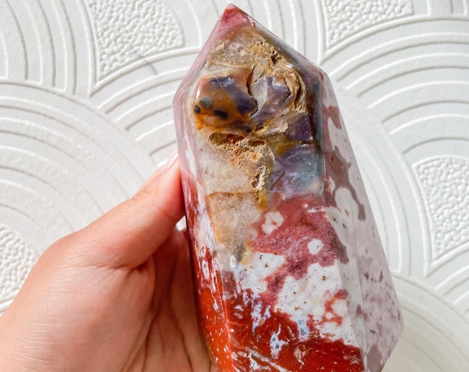 Ocean Jasper crystal tower healing crystal home decor