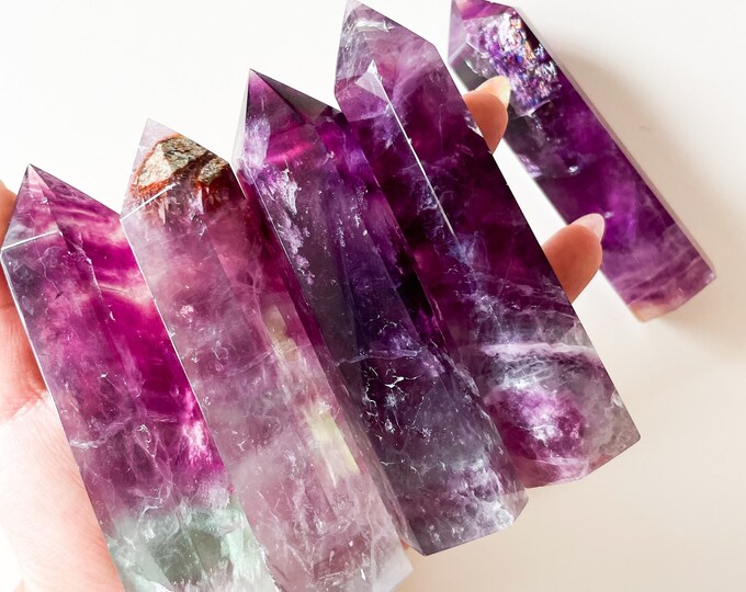 fluorite tower point healing crystal home decoration meditation reiki practice