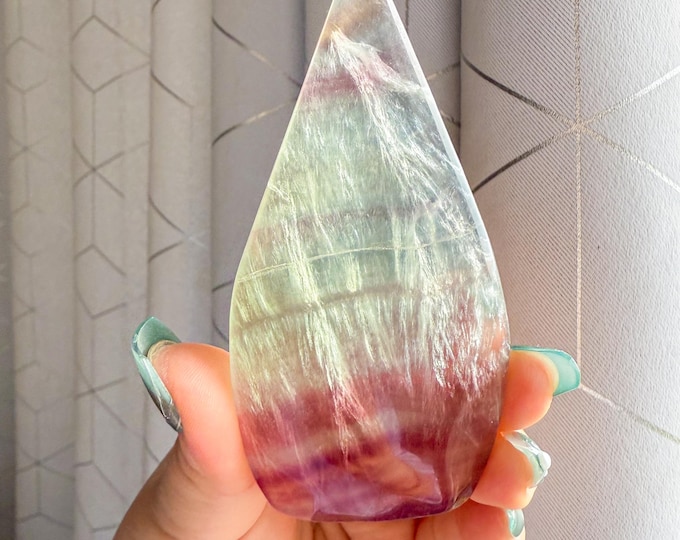 Green fluorite flame point healing crystal home decoration meditation | gift for her |gift for him |crystal gift