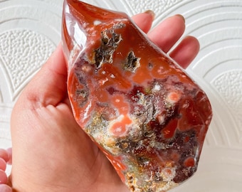 Ocean Jasper crystal flame healing crystal home decor