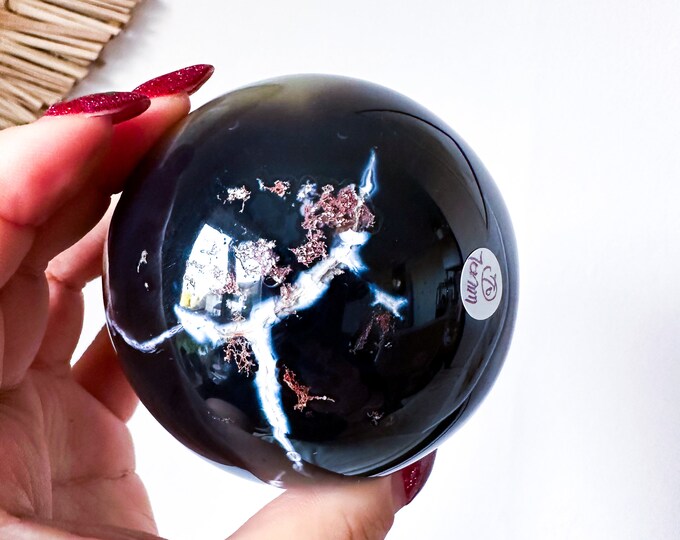 Orca Agate natural crystal sphere| unique crystal home decor| Tranquility home style | Earthy decor | Oceanic decor | unique gift idea