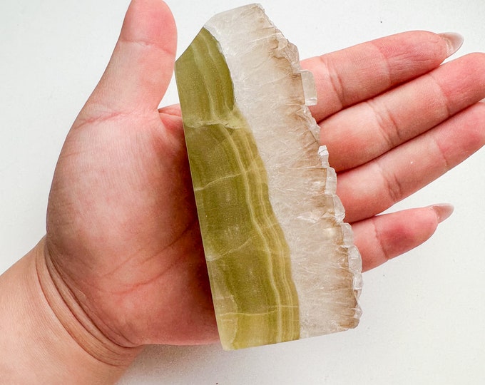 Green Onyx with Crystalline Aragonite healing crystal home decoration