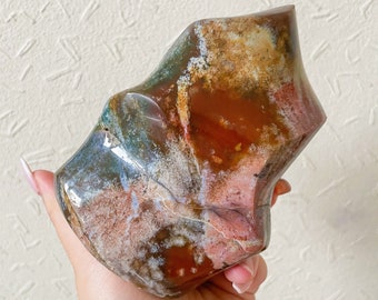 Ocean Jasper crystal flame healing crystal home decor
