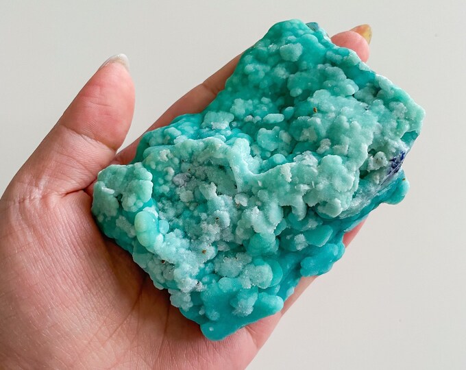 Blue aragonite with azurite and calcite rare crystal specimen