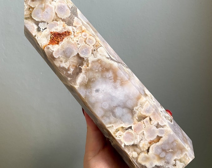 Flower agate crystal tower |cherry blossom agate home decoration | flower agate specimen | healing crystal | birthday gift|anniversary gift