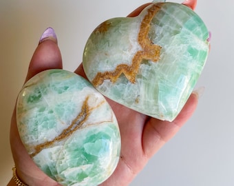green calcite crystal palmstone healing crystal self-love journey home decoration