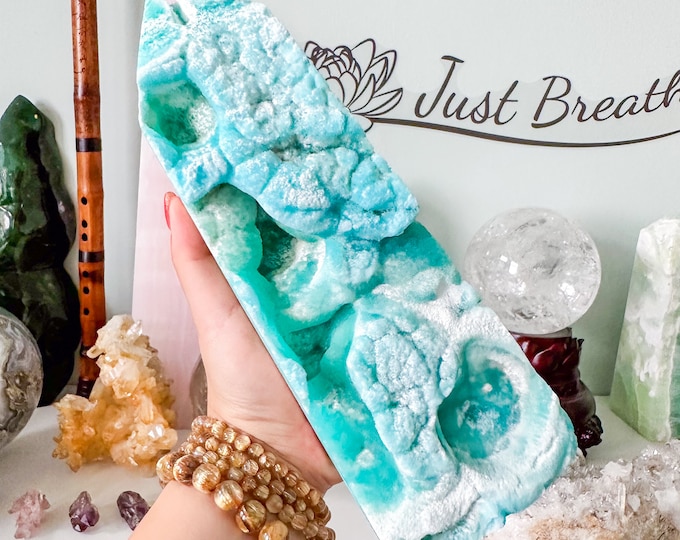Collector Grade Blue Aragonite large  tower - Exquisite Home Decor & Healing Crystal Gift