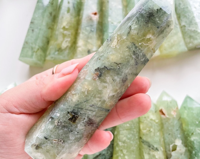 Prehnite crystal tower crystal point
