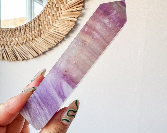 Fluorite crystal tower | Fuchsia fluorite |silk fluorite | pink fluorite | purple fluorite  crystal tower healing crystal home decoration