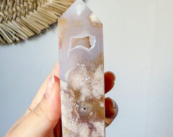 Flower agate geode Crystal tower (LY)  | High-quality flower agate crystal tower healing crystal home decor