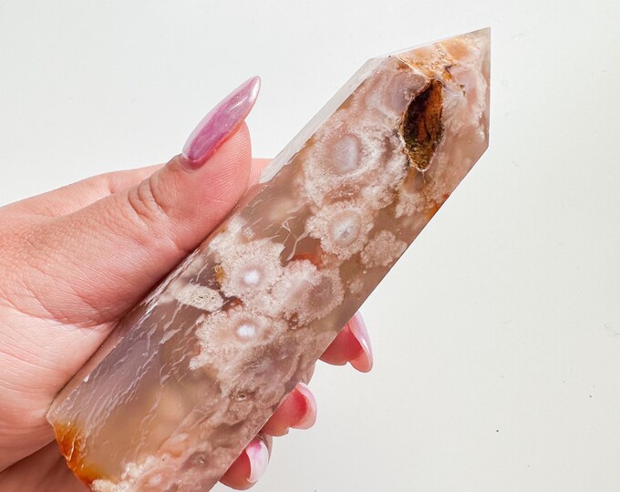 flower agate (PP) Crystal tower | flower agate crystal tower healing crystal home decor |crystal gift |unique home decor|