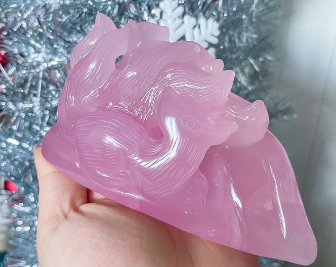 Rose quartz Ninetail fox goddess