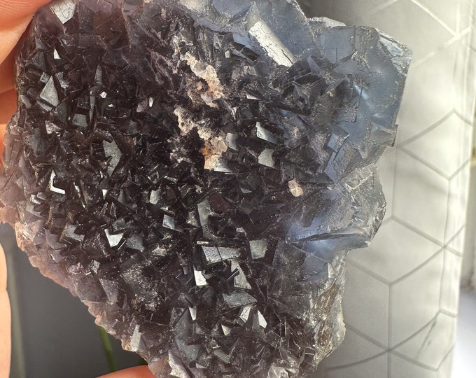 Rare Indigo fluorite premium fluorite specimen ( Pakistan, Baluchistan province, lorlai district ) crystal mineral specimen