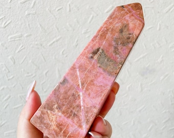 Rhodonite crystal tower chunky crystal tower healing crystal healing journey home decoration