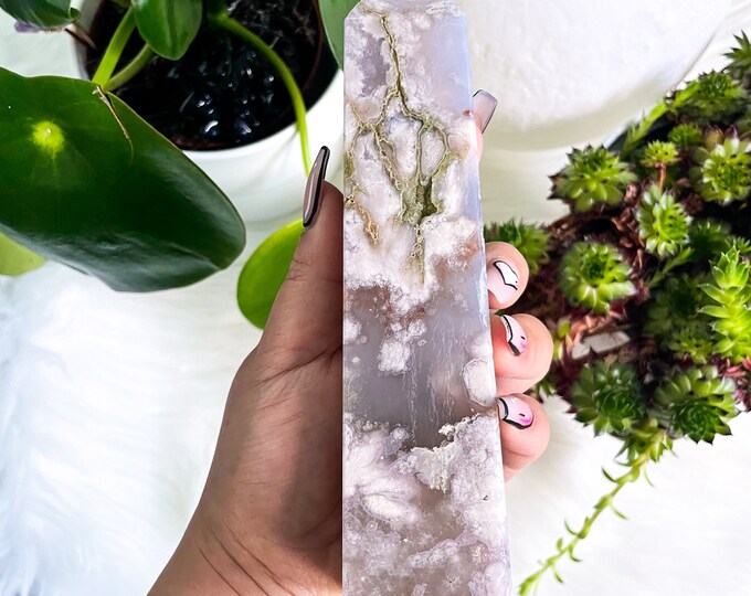 Flower agate crystal tower |cherry blossom agate home decoration | flower agate specimen | healing crystal | birthday gift|anniversary gift
