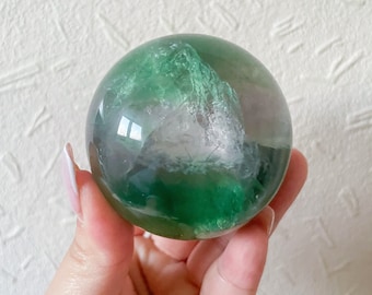 Green fluorite crystal sphere healing crystal home decor