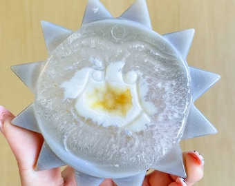 Druzy agate sun crystal carving home decor