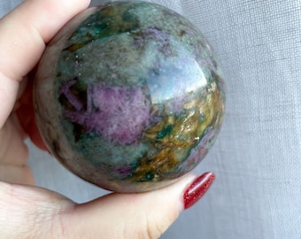 Ruby in blue kyanite crystal sphere healing crystal home decor