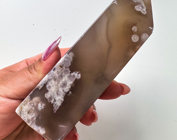 Black Flower agate crystal tower (NT) |flower agate home decoration | flower agate specimen  | unique gift| anniversary gift