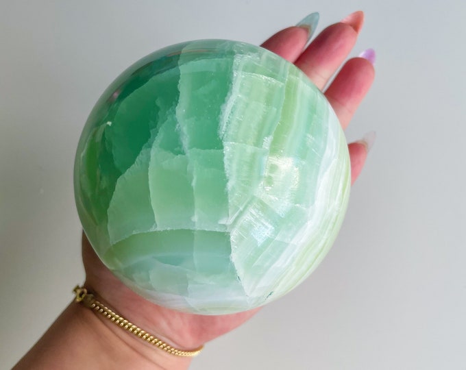 Pistachio calcite crystal sphere healing crystal healing journey home decoration