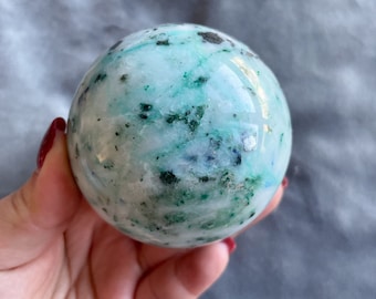 Chrysocolla in quartz sphere healing crystal home decor