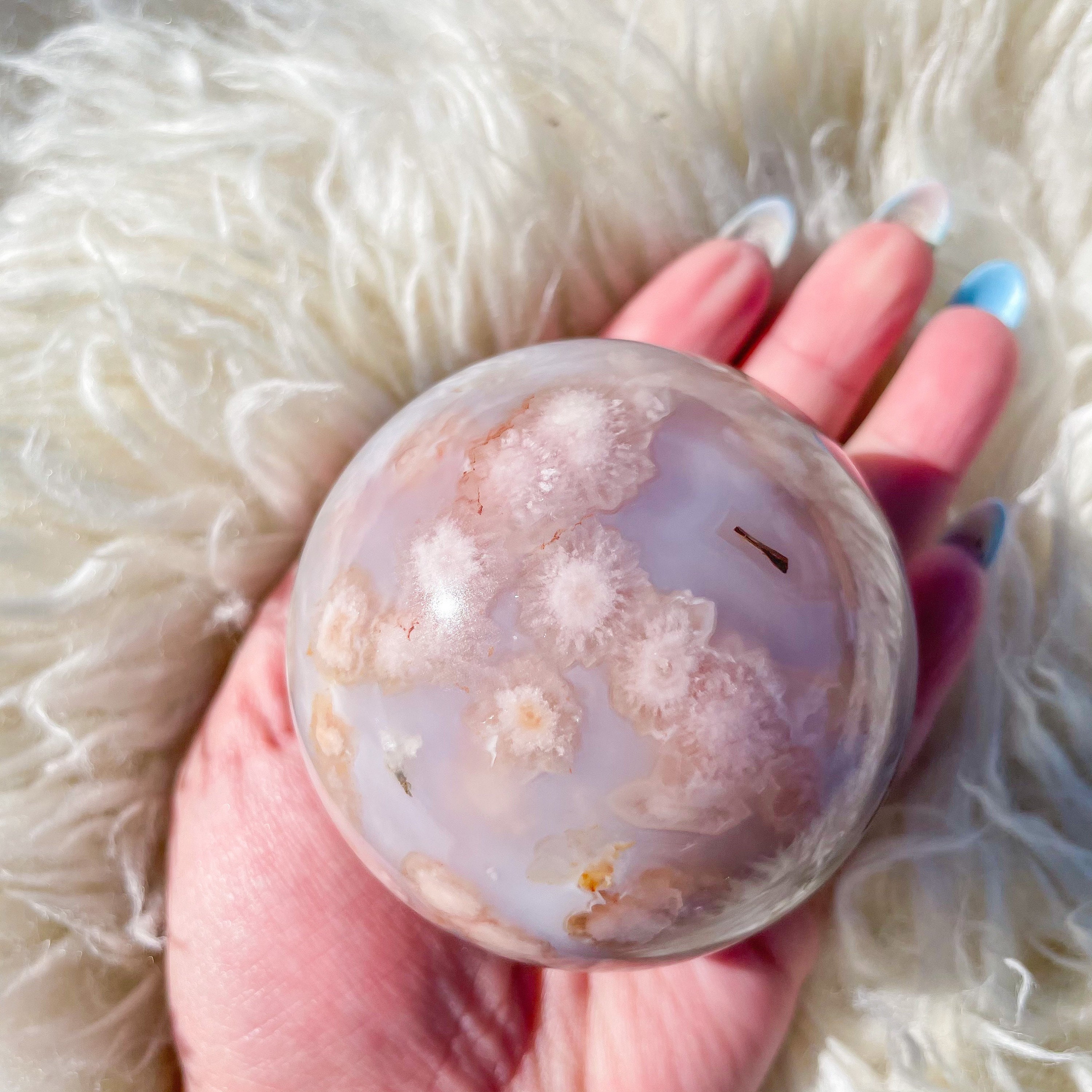 Cherry blossom agate sphere healing crystal home decor | Etsy