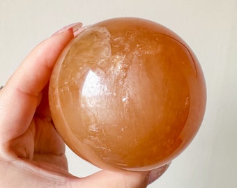Honey calcite crystal sphere healing crystal home decor