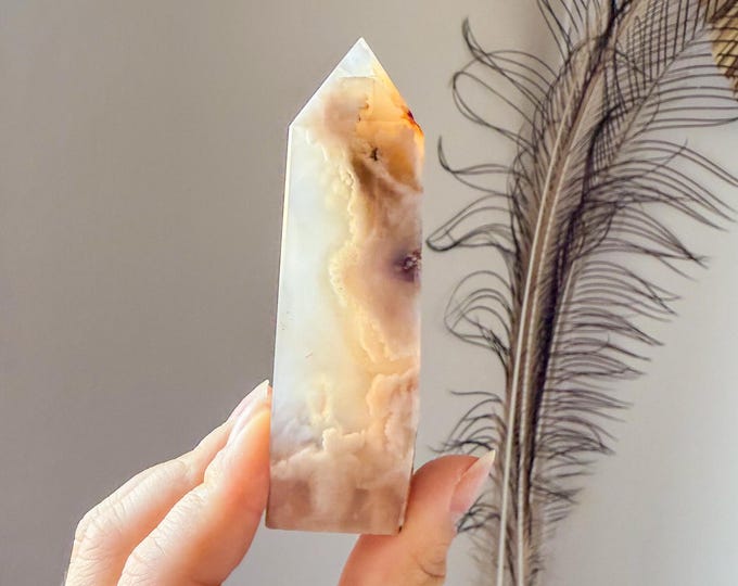 Flower agate geode Crystal tower (LY)  | High-quality flower agate crystal tower healing crystal home decor