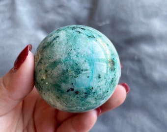 Chrysocolla in quartz sphere healing crystal home decor