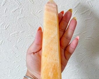 orange calcite point tower