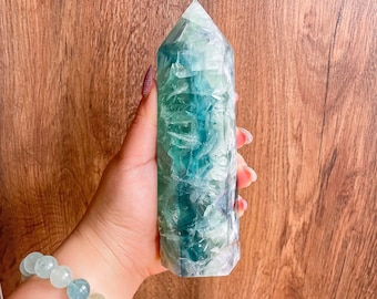 Fluorite crystal towers healing crystal home decoration | premium snowflake fluorite crystal tower