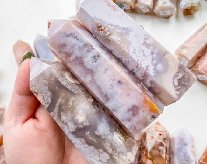 Flower agate crystal tower |cherry blossom agate home decoration | flower agate specimen | healing crystal | birthday gift|anniversary gift
