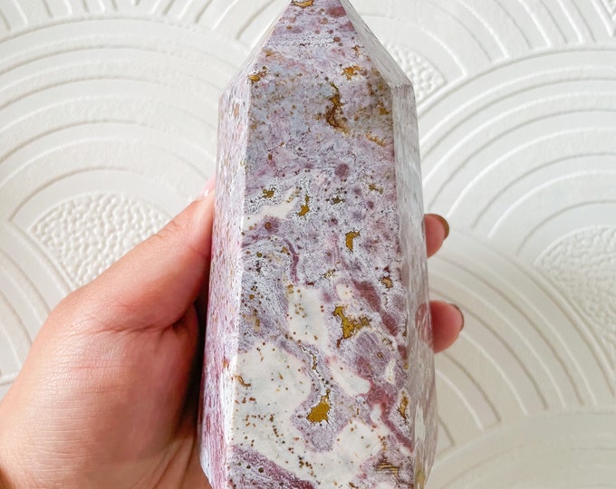 Pink Ocean Jasper crystal tower healing crystal home decor