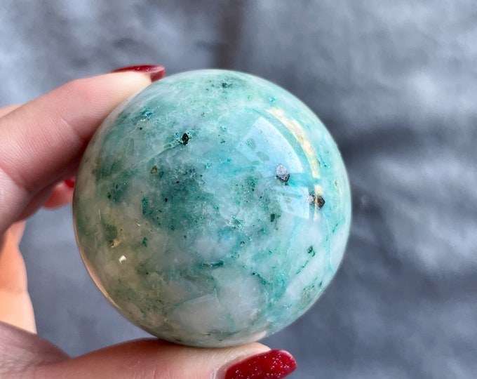 Chrysocolla in quartz sphere healing crystal home decor