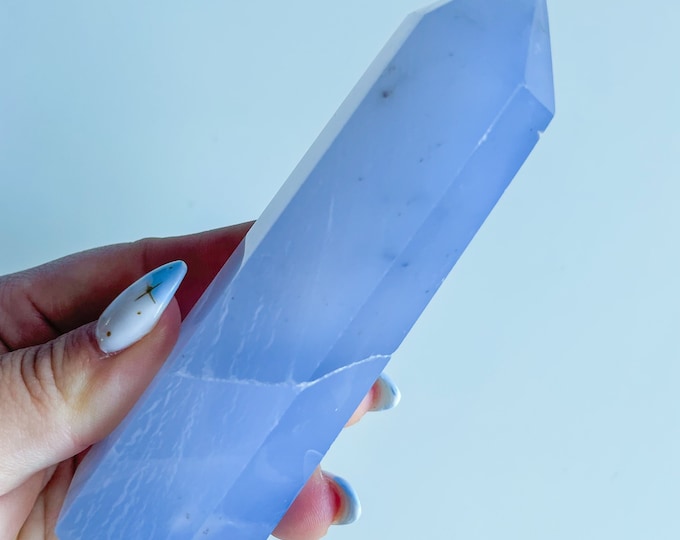 Blue chalcedony crystal tower｜ crystal tower healing crystal healing journey home decoration