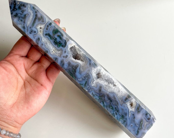 Moss agate crystal tower | moss agate home decoration | moss agate ornament | healing crystal | birthstone gifts| wedding anniversary gift