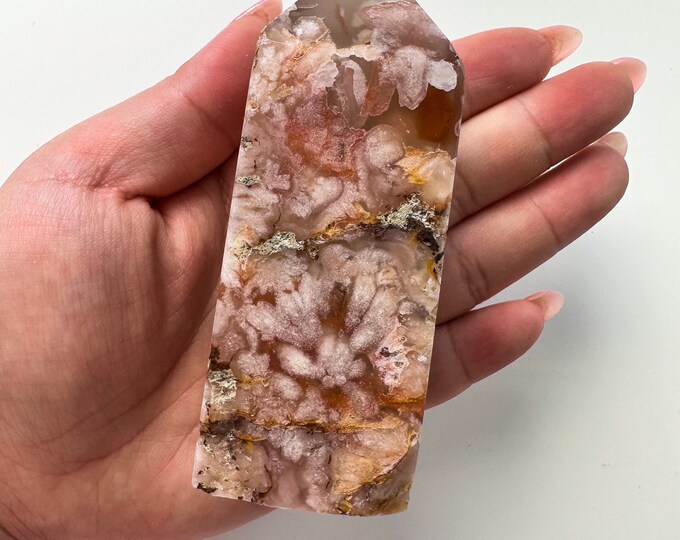 Carnelian Flower agate crystal tower (NT) |flower agate home decoration | flower agate specimen  | unique gift| anniversary gift