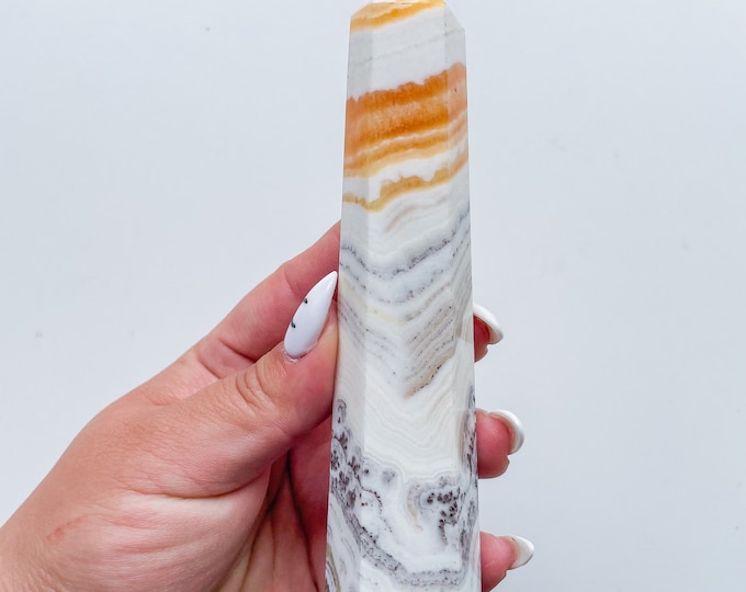Dendritic orange calcite crystal point healing crystal home decoration meditation reiki practice