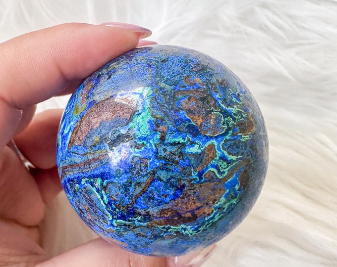 Rare Azurite with Malachite Sphere