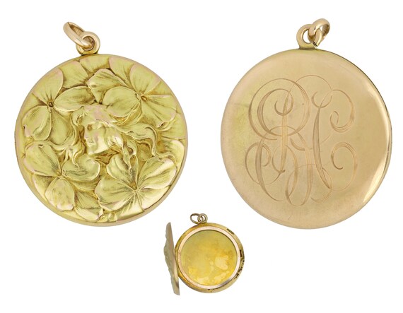 1920's Antique Art Nouveau 14K Yellow Gold Lady Fl