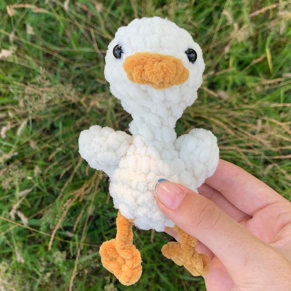 Handmade mini crochet goose plushie