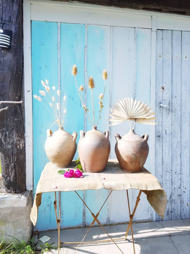 Vases en Terre Cuite, Pot Fleurs Séchées, Bonbonne Grès