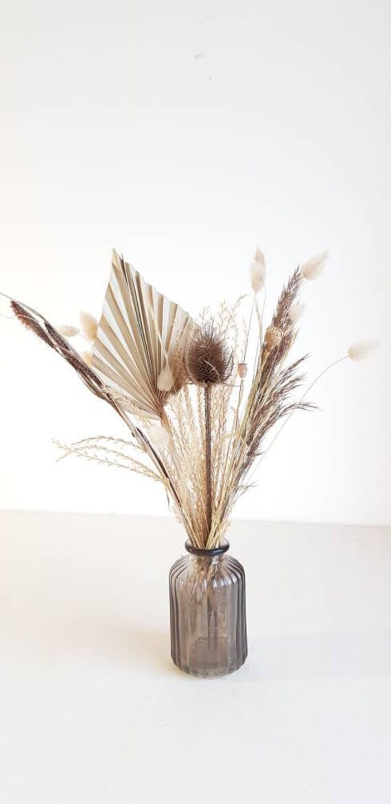 Bouquet Fleurs Séchées, Palmier, Lagurus, Graminées