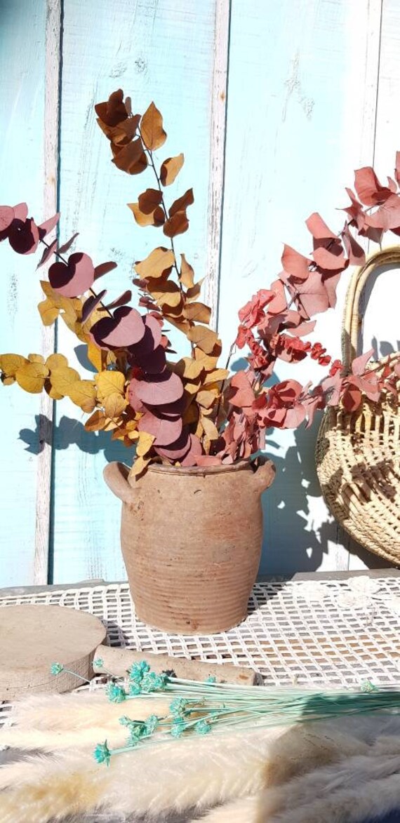 Saloir Ancien, Vase Terre Cuite, Pot Fleurs Séchées