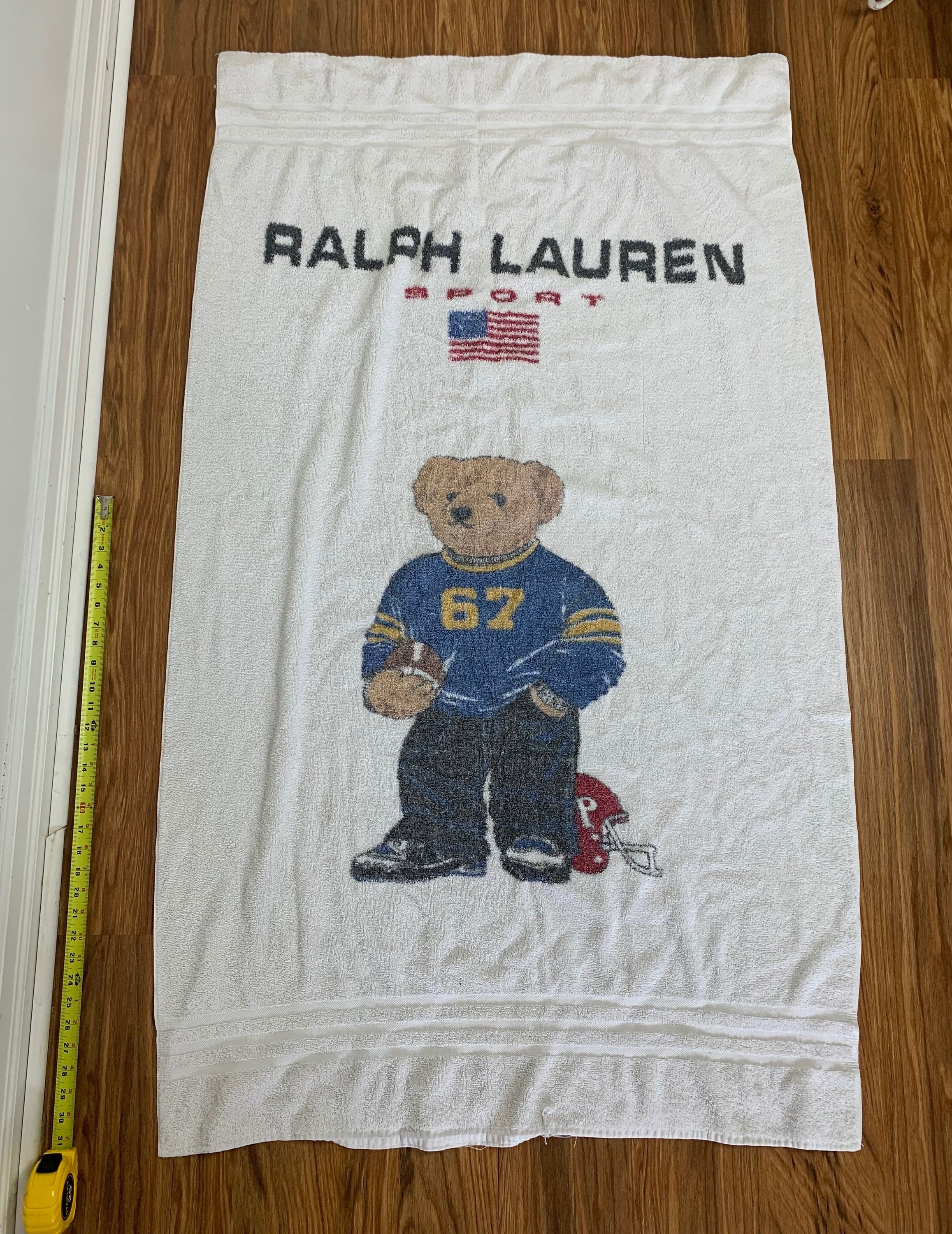 Vintage Polo Sport Ralph Lauren Polo Bear Football Towel Etsy
