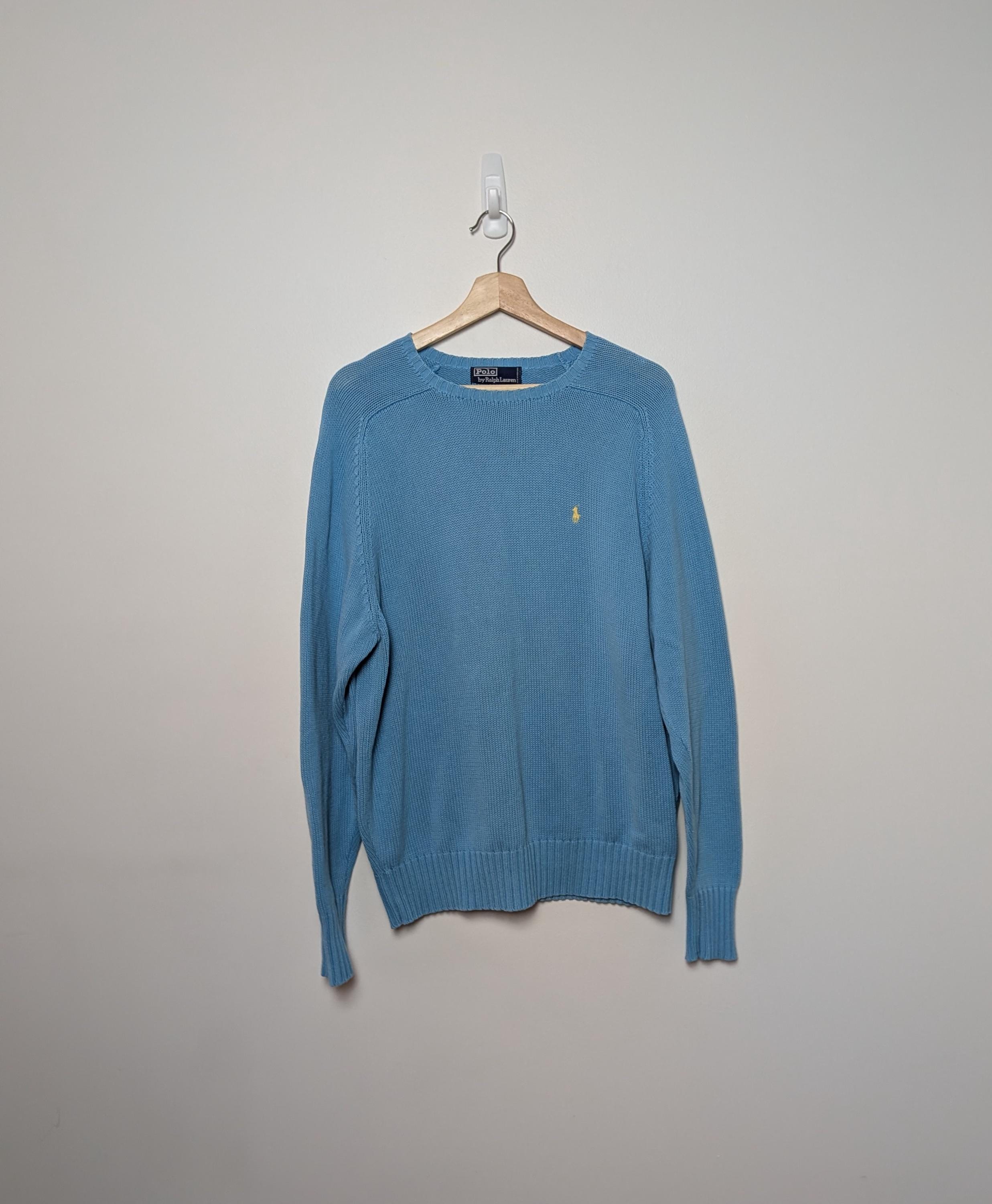 1990s Polo Ralph Lauren Baby Blue Knit Cotton Sweater - Etsy